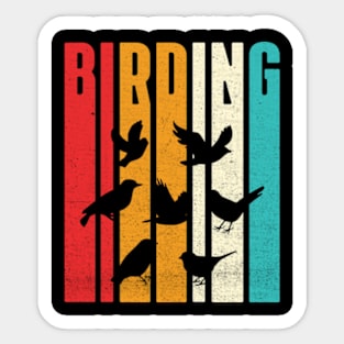 Vintage Birding For Birders With Birds Retro Sticker